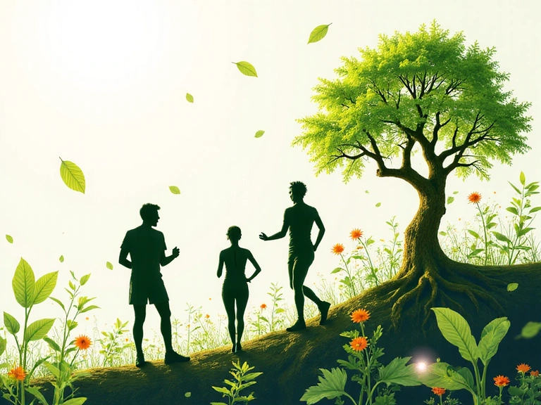 A vibrant image illustrating the growth and journey of Skynqtrexa, featuring elements of natural ingredients, scientific research, and healthy individuals. No text or symbols.