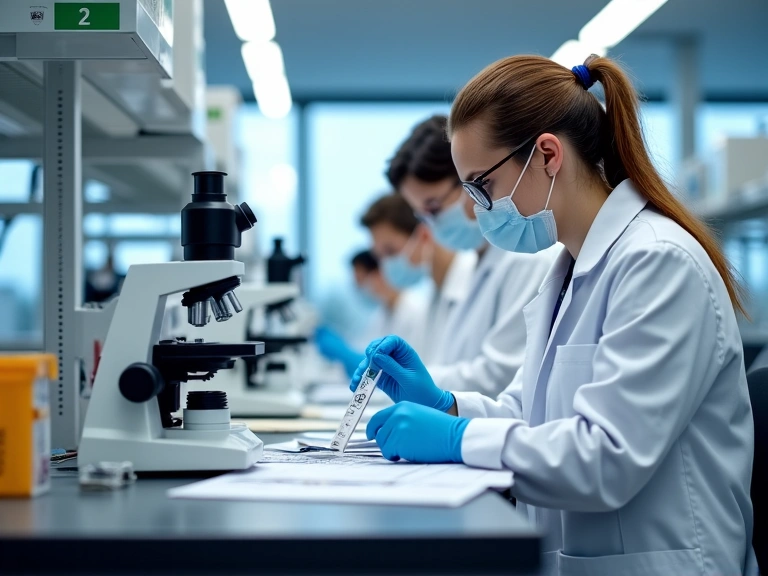 Detailed image showcasing quality control and certification processes in a modern lab environment. No text or symbols.